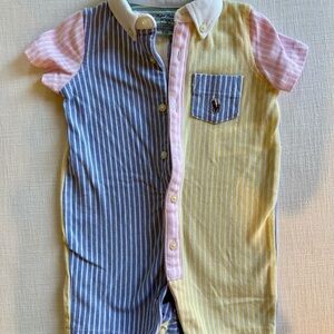 Ralph Lauren 6M striped pastel baby boy romper outfit